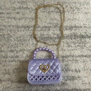 Lavender Purple Micro Purse w Metal Chain Crossbody